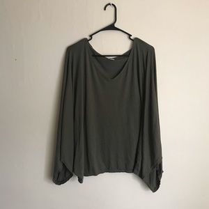Olive green flowy loose fit poncho tunic shirt